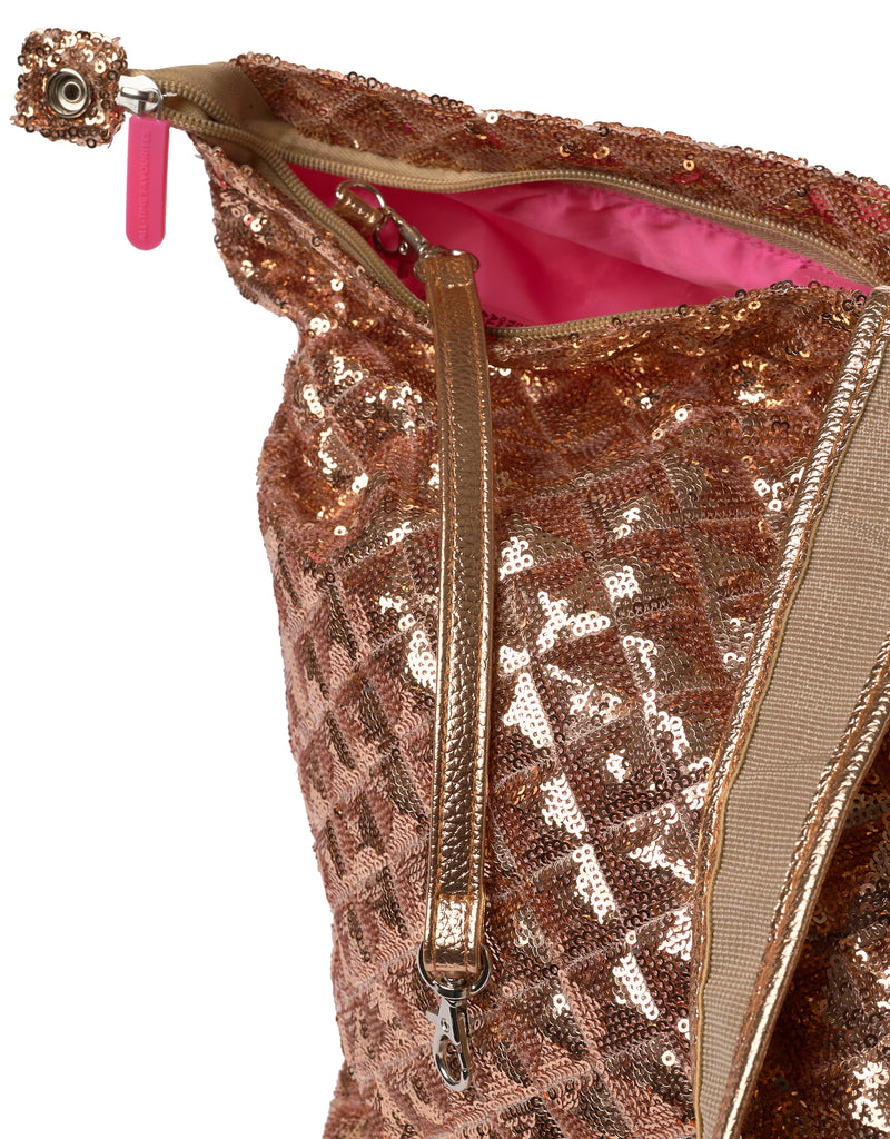 Medium Tote Bag bronze sequin with zipper