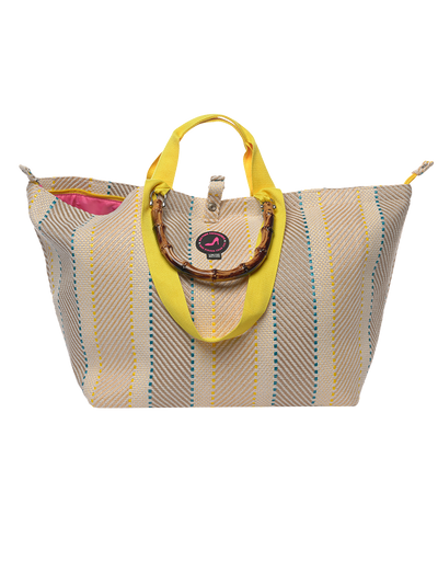 Medium tote bag woven yellow CAPE TOWN