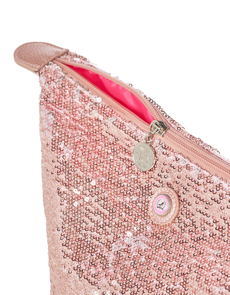 Dusty rose & silver sequin MARRAKECH toiletry bag