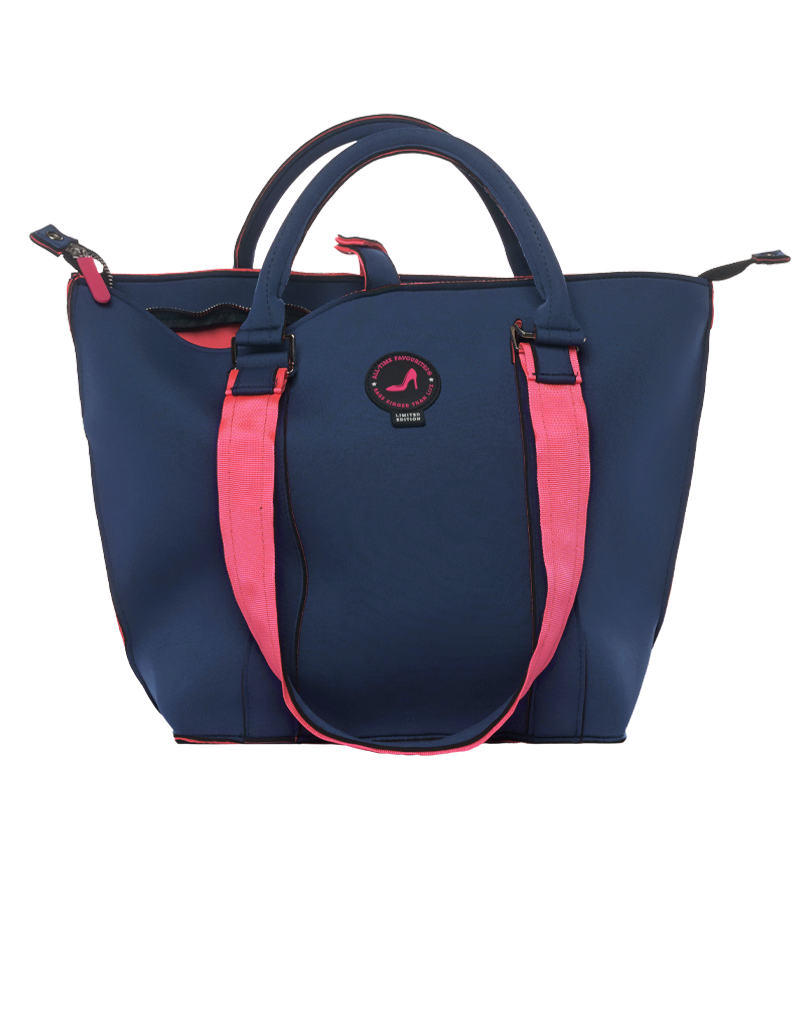 Small tote bag navy & pink PALM BEACH