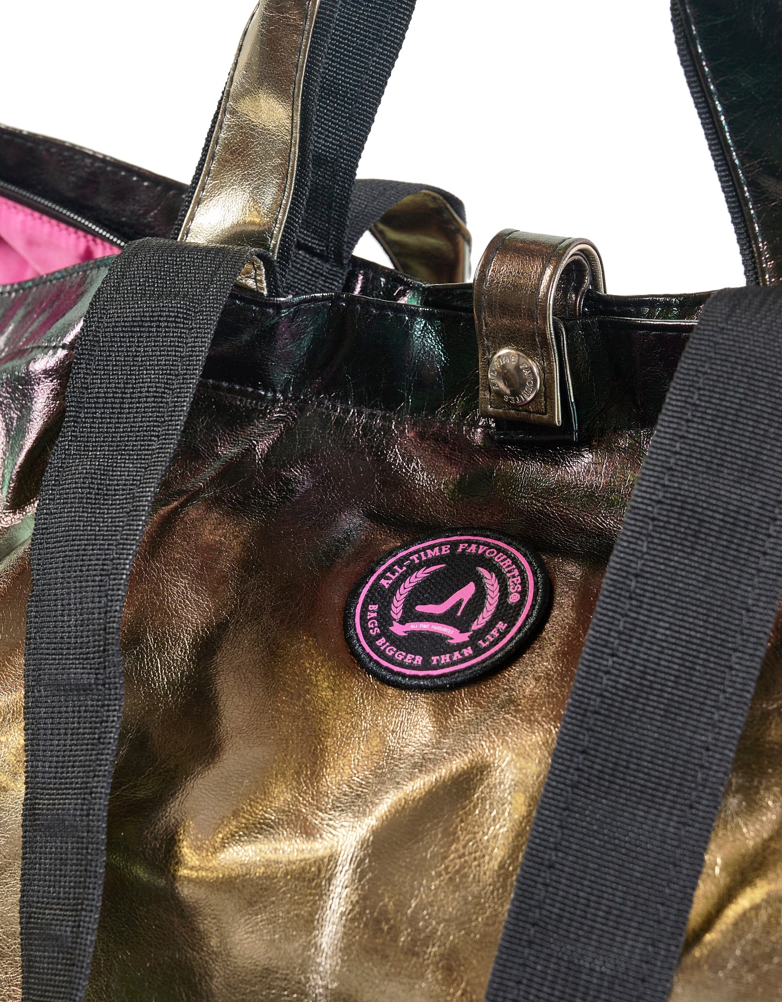 Grote shopper metallic zwart & goud MONTE CARLO
