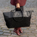 Medium Tote Bag Faux Shearling Black IMAN