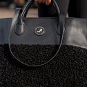 Medium Tote Bag Faux Shearling Black IMAN
