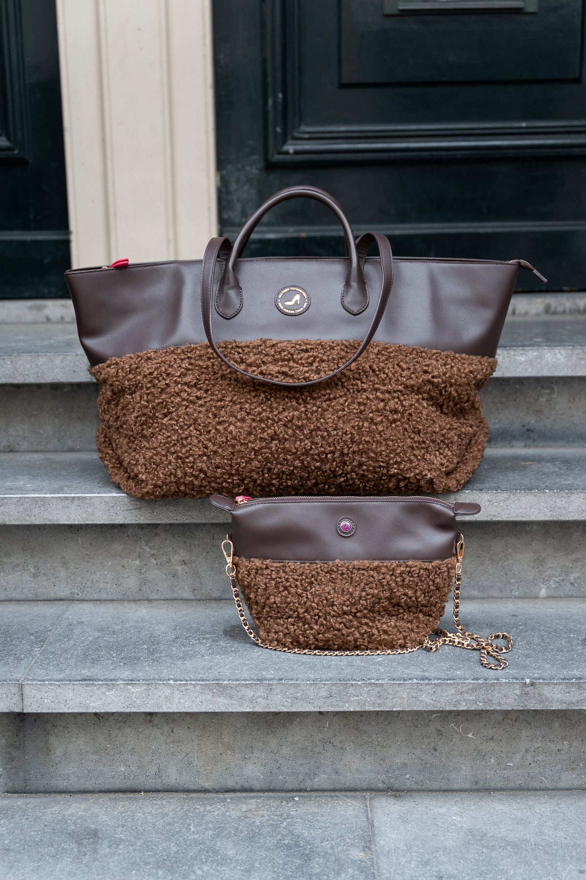 Clutch Faux Shearling Brown GRACE