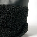Black faux shearling medium tote bag by IMAN, All-time Favourites collection, shown on a white background.