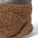 GRACE Medium Tote Bag in brown faux shearling with dark vegan leather trim by All-time Favourites, close-up.