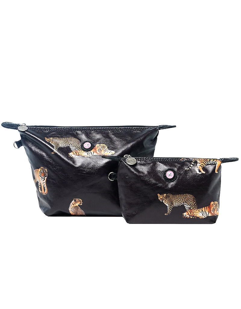 Black tiger motif FLORENCE makeup bag