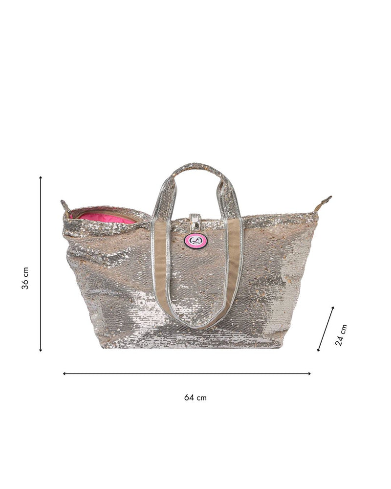 Kleine shopper pailletten zilver & goud MALLORCA