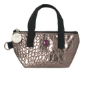 Mini metallic handbag with black handles without background