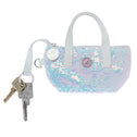 Dubai white pearl unicorn sequins key pouch with keys attached and clip ring