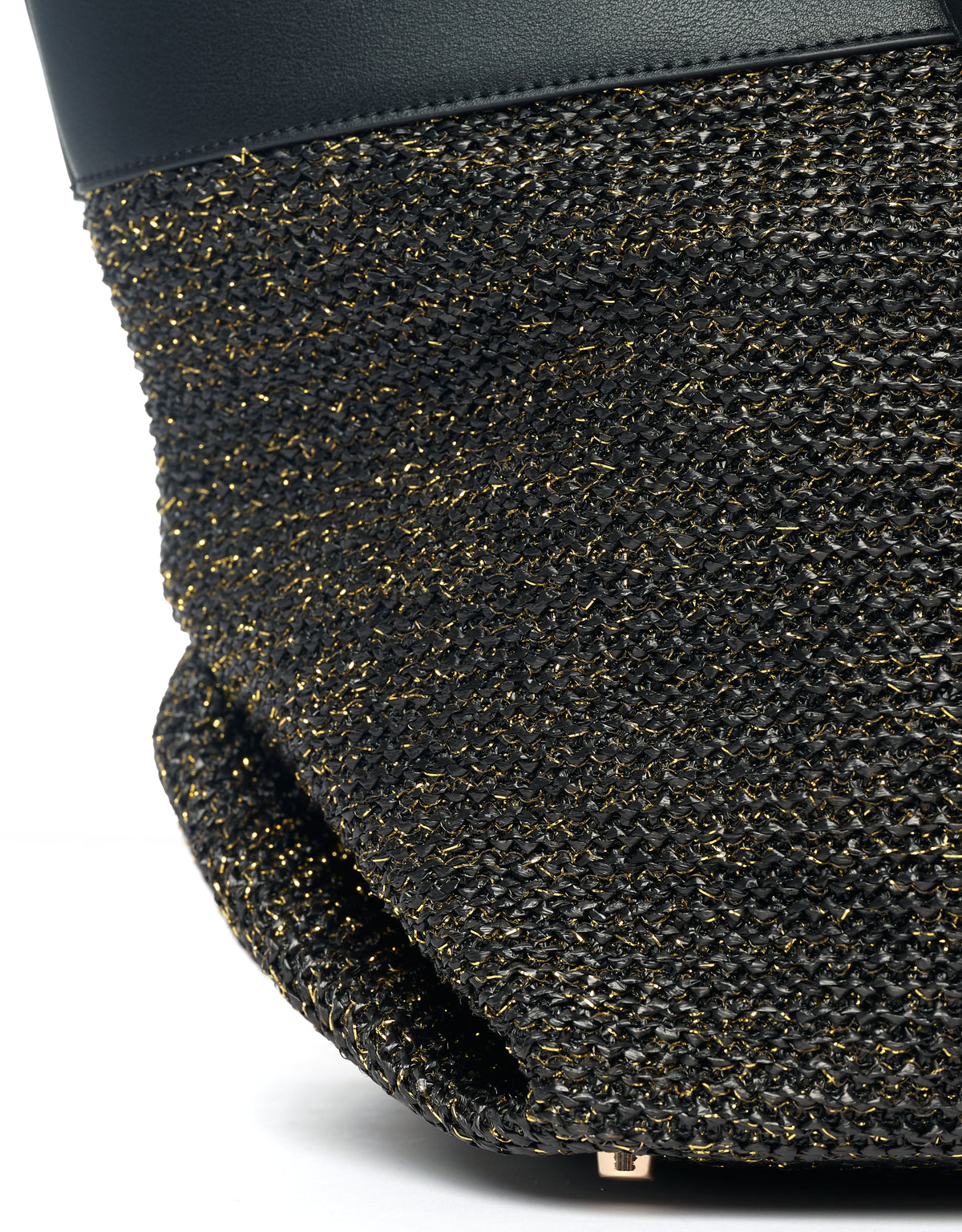 SOPHIA Medium Tote Bag in black and gold, featuring vegan leather material and metallic feet.
