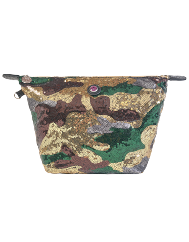 Army print sequin EDINBURGH toiletry bag