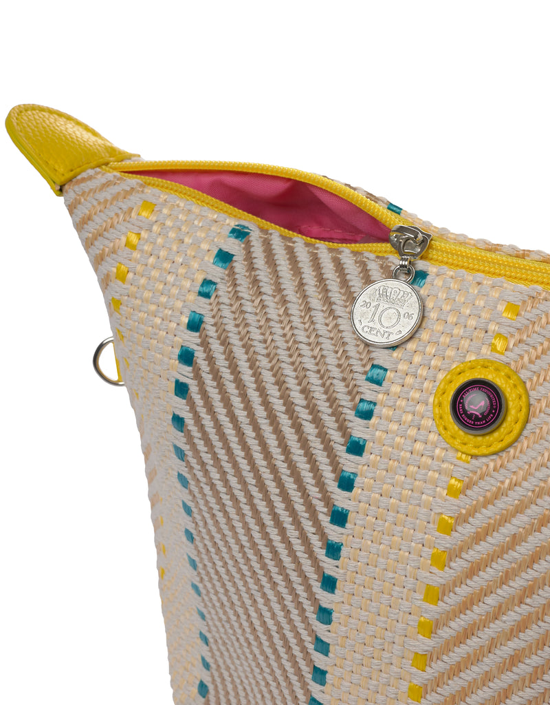 Toiletry Bag woven yellow with zipper