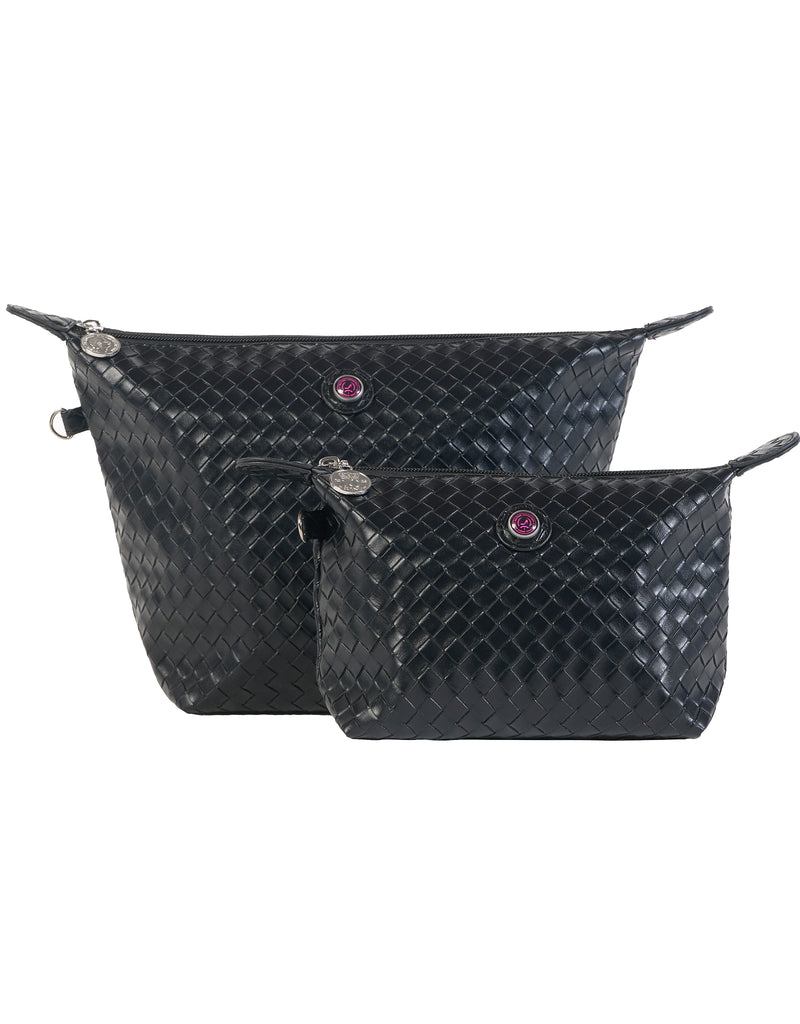 Black braided LONDON toiletry bag