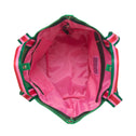 Interior of the Small Tote Bag Venezia with bright pink lining, two inner zip pockets and full zipper closure.