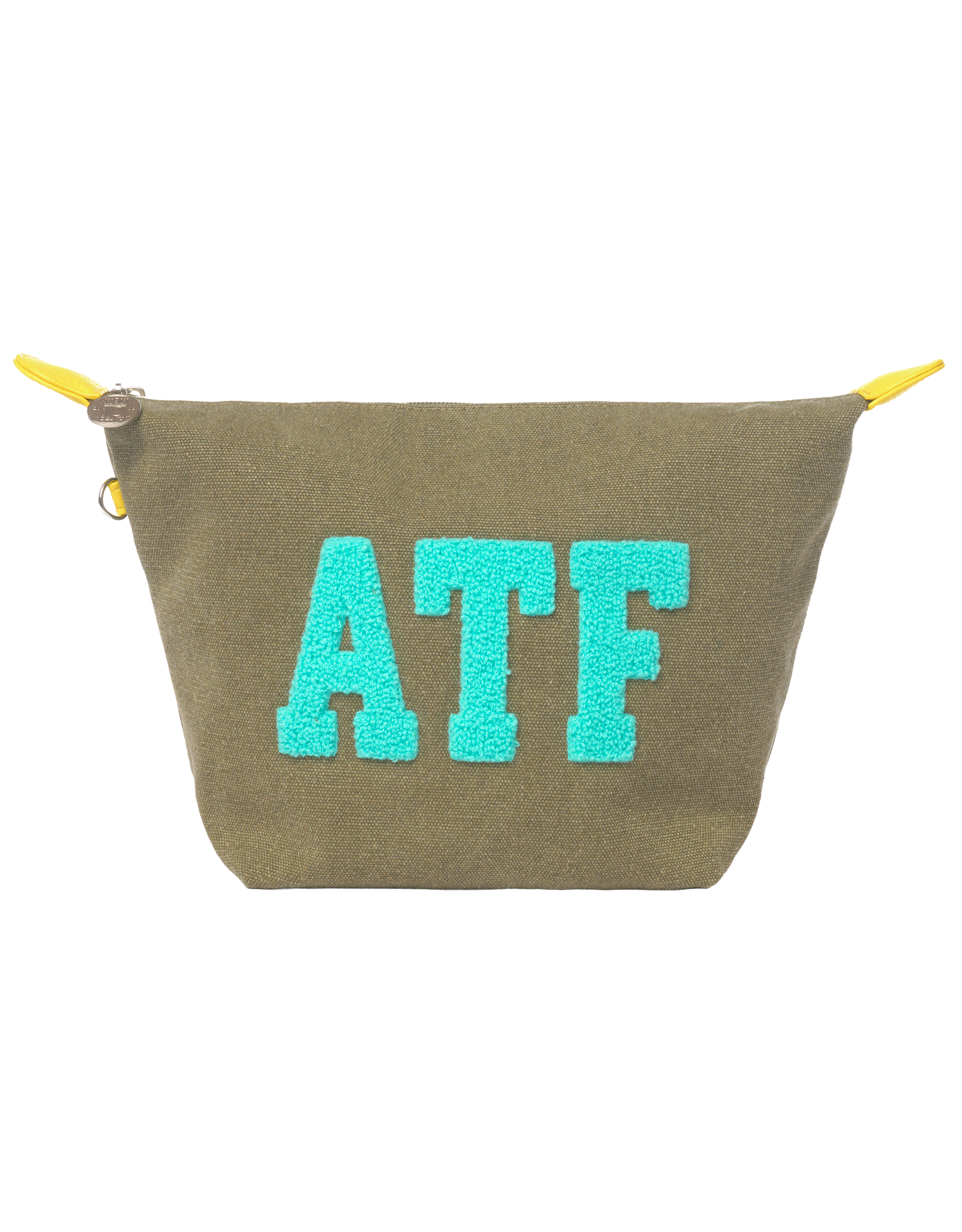 khaki pouch with 'ATF' text on a white background