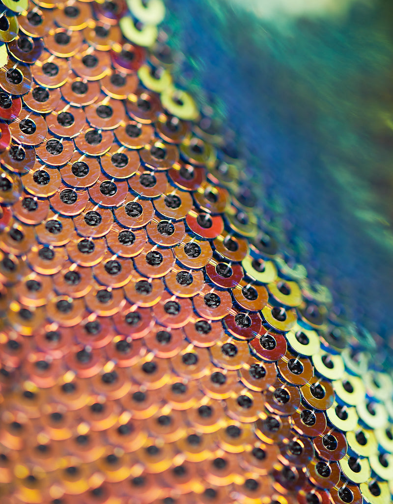 Close up of multi color sequinces