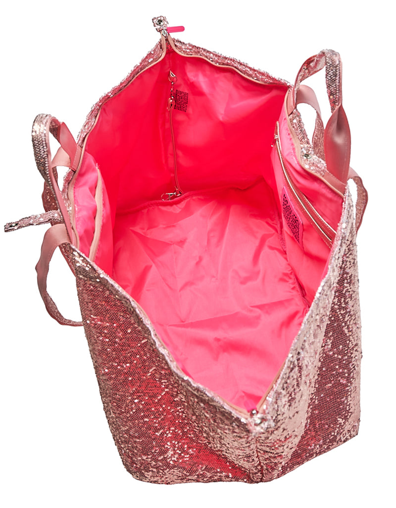 Large dusty rose & silver sequin MARRAKECH tote bag